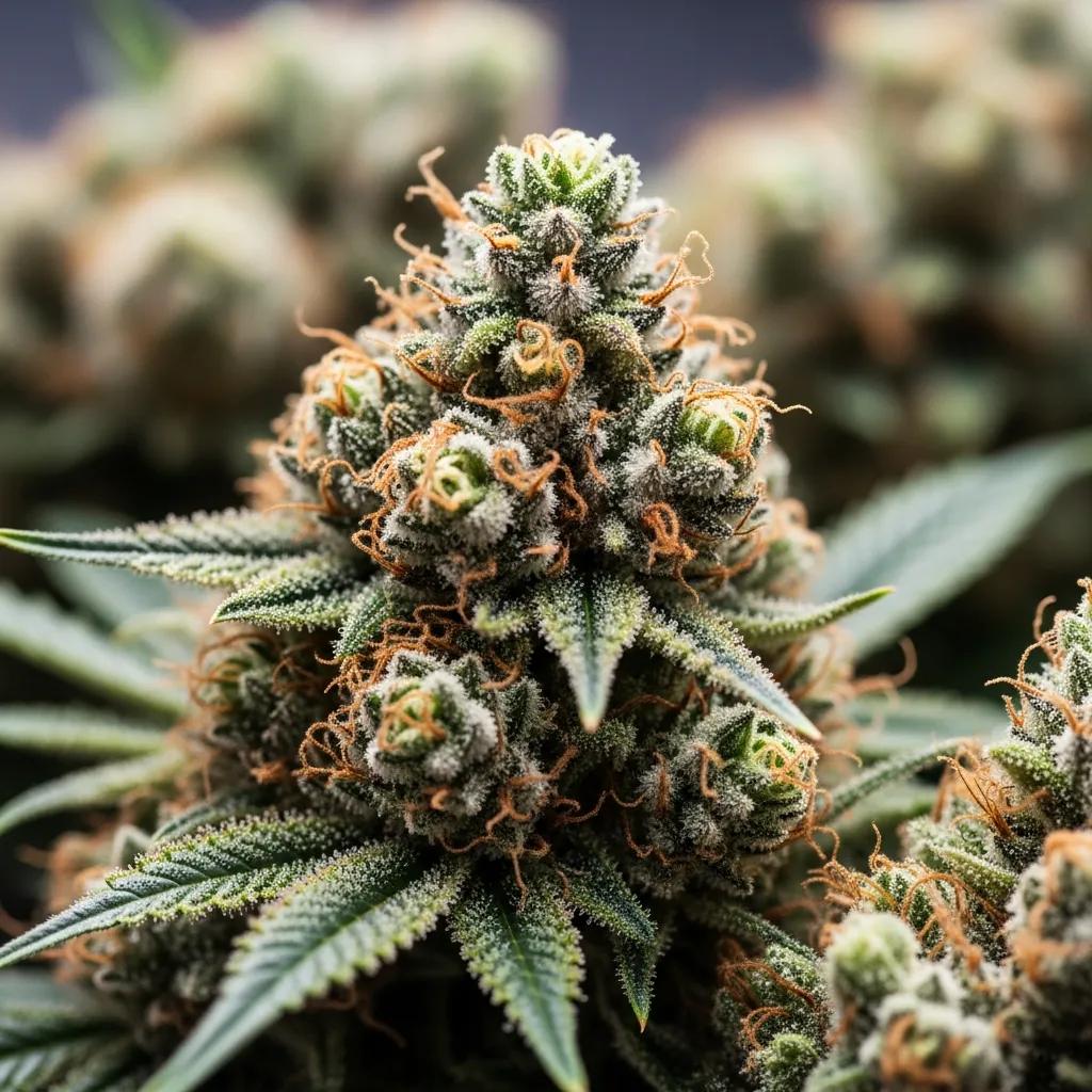 Close-up of cannabis buds showcasing trichomes and textures, relevant to the discussion of indica and sativa strain effects, highlighting their unique characteristics and benefits in cannabis education.