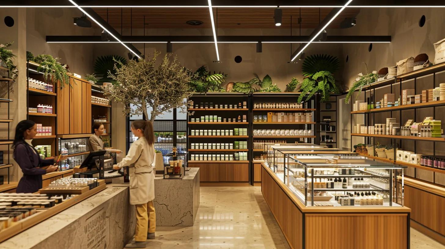 Interior of a cannabis dispensary showcasing products and customer service