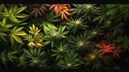 Diverse cannabis strains displayed in a natural setting, emphasizing wellness and variety