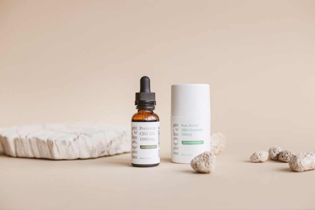 High-quality CBD products set against a serene natural backdrop, ideal for wellness-focused imagery.